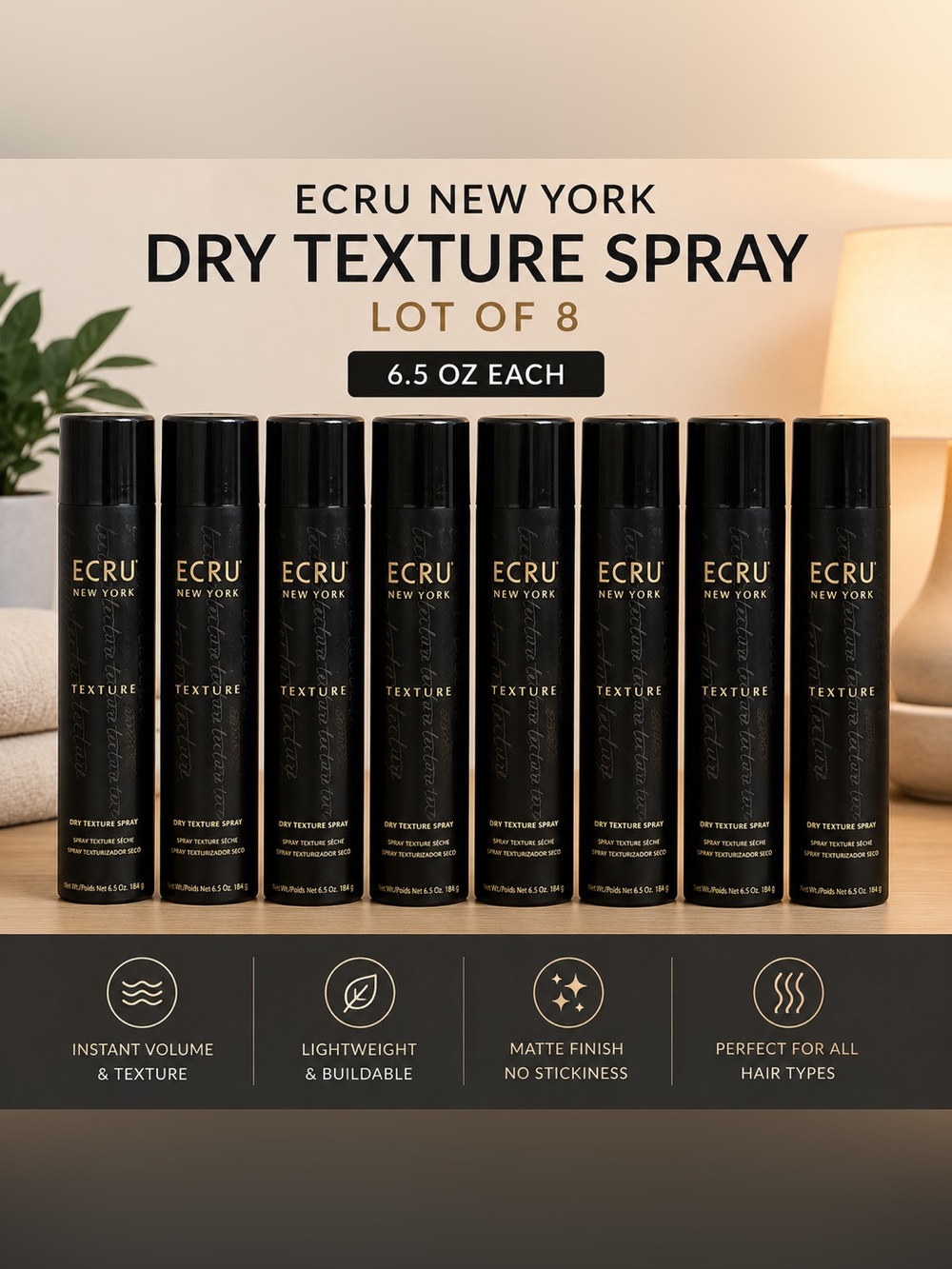ECRU New York Dry Texture Spray Lot of 8 - 6.5 oz each